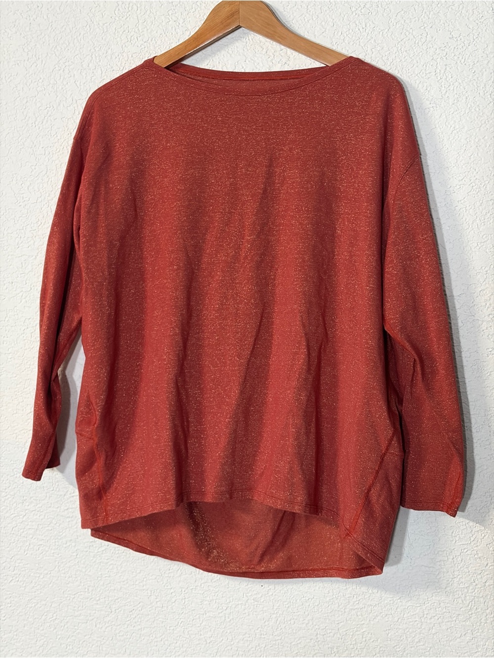 lululemon Back in action Long Sleeve Drapey Shirt  Metallic Yarn Spark Cayenne